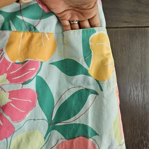 Talbots Floral Colorful Flowers Print Stretch A Line Skirt Pockets Womens 10 - Picture 6 of 11